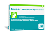 GINKGO BILOBA-1A Pharma 120 mg õhukese polümeerikattega tabletid, 60 kapslit