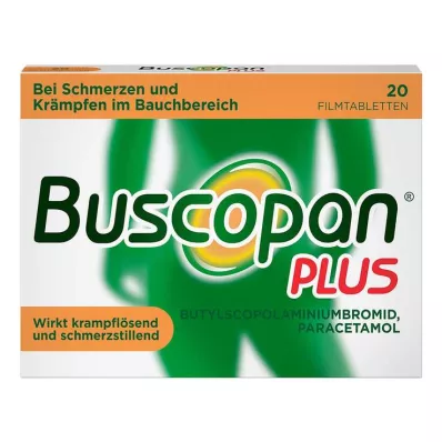 BUSCOPAN pluss 10 mg/500 mg õhukese polümeerikattega tabletid, 20 tk BUSCOPAN pluss 10 mg/500 mg õhukese polümeerikattega tabletid, 20 tk