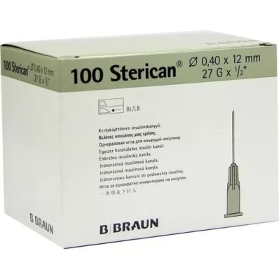 STERICAN Ins.insert.can.27 Gx1/2 0,4x12 mm, 100 tk