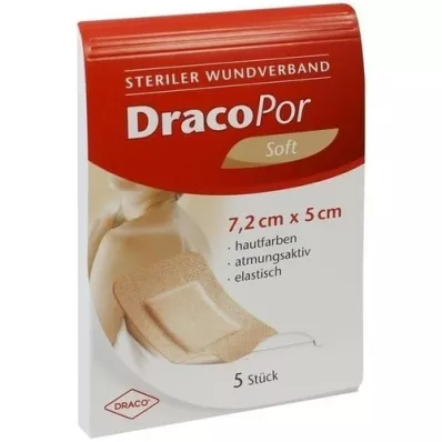 DRACOPOR haavaside 5x7,2 cm steriilne nahavärvi, 5 tk