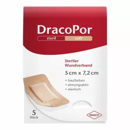 DRACOPOR haavaside 5x7,2 cm steriilne nahavärvi, 5 tk