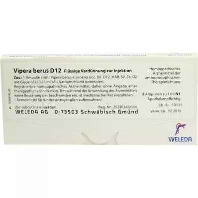 VIPERA BERUS D 12 ampulli, 8X1 ml