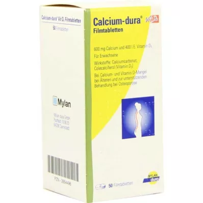 CALCIUM DURA Vit D3 õhukese polümeerikattega tabletid, 50 tk