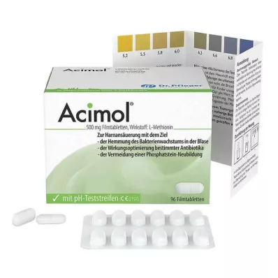 ACIMOL koos pH-testiribadega kilekattega tablettidega, 96 tk