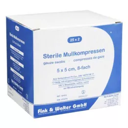 MULLKOMPRESSEN 5x5 cm steriilne 8x, 25X2 St