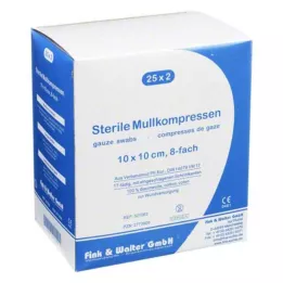 MULLKOMPRESSEN 10x10 cm steriilne 8x, 25X2 tk