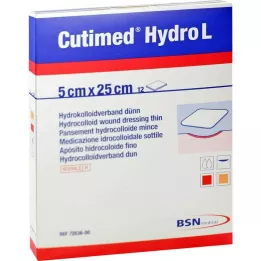 CUTIMED Hydro L hüdrokolloidsidemete peenike 5x25 cm, 12 tk