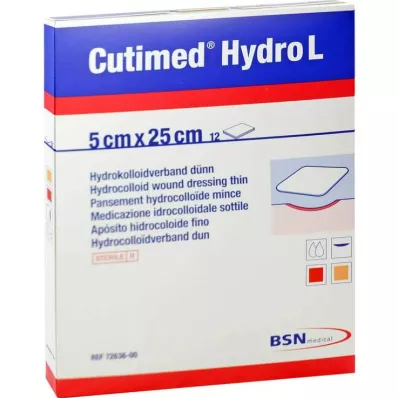 CUTIMED Hydro L hüdrokolloidsidemete peenike 5x25 cm, 12 tk