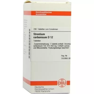 STRONTIUM CARBONICUM D 12 tabletti, 200 tk