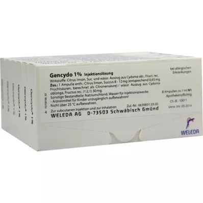 GENCYDO 1% süstelahus, 48X1 ml