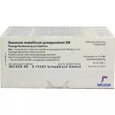 STANNUM METALLICUM praeparatum D 8 ampulli, 48X1 ml STANNUM METALLICUM praeparatum D 8 ampulli, 48X1 ml