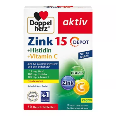 DOPPELHERZ Zinc+Histidine Depot tabletid aktiivsed, 30 tk DOPPELHERZ Zinc+Histidine Depot tabletid aktiivsed, 30 tk