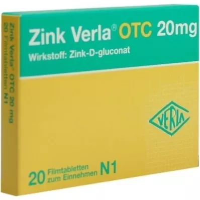 ZINK VERLA OTC 20 mg õhukese polümeerikattega tabletid, 20 tk