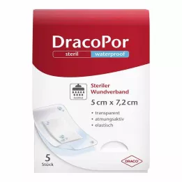 DRACOPOR veekindel haavaside 5x7,2 cm steriilne, 5 tk