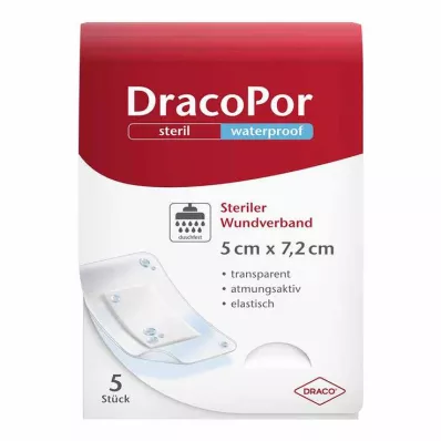 DRACOPOR veekindel haavaside 5x7,2 cm steriilne, 5 tk
