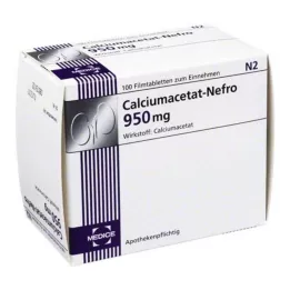 CALCIUMACETAT NEFRO 950 mg õhukese polümeerikattega tabletid, 100 tk