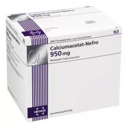 CALCIUMACETAT NEFRO 950 mg õhukese polümeerikattega tabletid, 200 tk