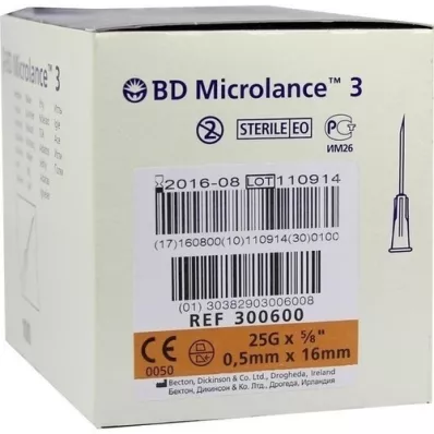 BD MICROLANCE Kanüül 25 G 5/8 0,5x16 mm, 100 tk