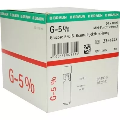 GLUCOSE 5% B.Braun Mini Plasco connect Inj. lahus, 20X10 ml