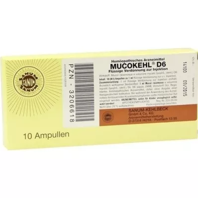 MUCOKEHL Ampullid D 6, 10X1 ml