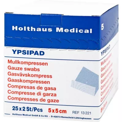 MULLKOMPRESSEN Ypsipad 5x5 cm steriilne 8x, 25X2 tk