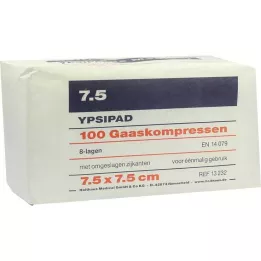 MULLKOMPRESSEN Ypsipad 7,5x7,5 cm mittesteriilne 8x, 100 tk