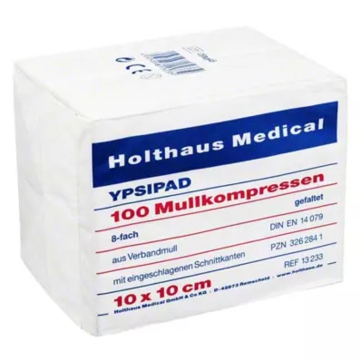 Marli kompressid Ypsipad 10x10 cm mittesteriilsed 8-kordsed, 100 tk