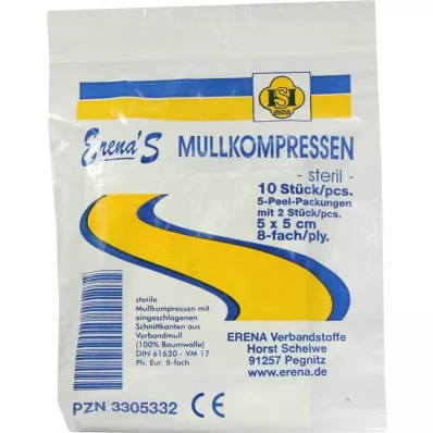 ERENA Sidekompress, 5x5 cm, steriilne, 8x5, 5X2 tk
