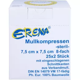 ERENA Sidekompress 7,5x7,5 cm steriilne 8x, 25X2 tk
