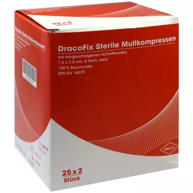 DRACOFIX PEEL kompressid 7,5x7,5 cm steriilsed 8x, 25X2 tk