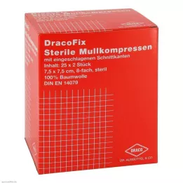 DRACOFIX PEEL kompressid 7,5x7,5 cm steriilsed 8x, 25X2 tk