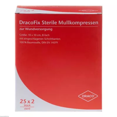 DRACOFIX PEEL kompressid 10x10 cm steriilsed 8x, 25X2 tk DRACOFIX PEEL kompressid 10x10 cm steriilsed 8x, 25X2 tk
