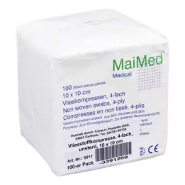 VLIESSTOFF-KOMPRESSEN mittesteriilne 10x10 cm 4-kordne, 100 tk