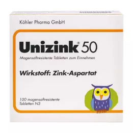 UNIZINK 50 kõhuga kaetud tabletti, 100 tk