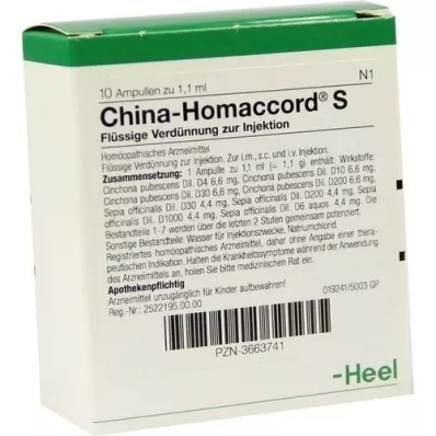 CHINA HOMACCORD S ampullid, 10 tk