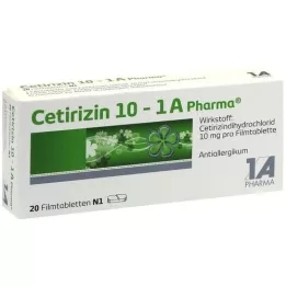 CETIRIZIN 10-1A Pharma õhukese polümeerikattega tabletid, 20 tk