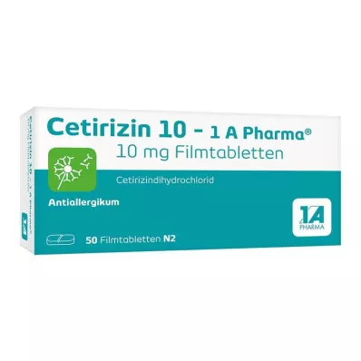CETIRIZIN 10-1A Pharma õhukese polümeerikattega tabletid, 50 tk
