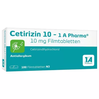 CETIRIZIN 10-1A Pharma õhukese polümeerikattega tabletid, 100 tk
