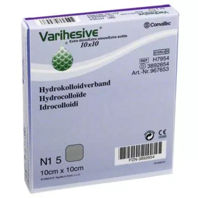 VARIHESIVE eriti õhuke 10x10 cm HKV hüdroaktiivne, 5 tk