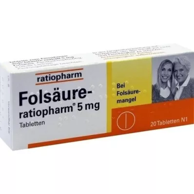 FOLSÄURE-RATIOPHARM 5 mg tabletid, 20 tk