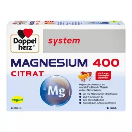 DOPPELHERZ Magneesium 400 tsitraadi süsteemi graanulid, 20 tk