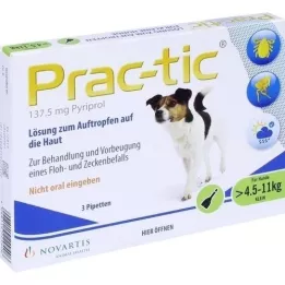 PRAC tic f.väikestele koertele 4,5-11 kg üheannuseline pip. 3 tk