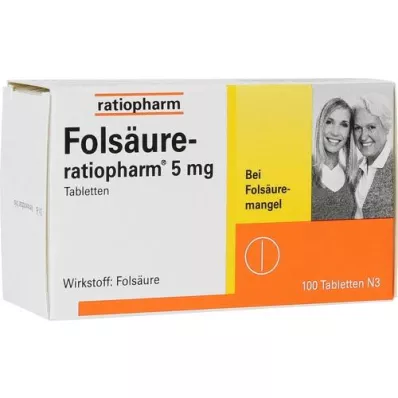 FOLSÄURE-RATIOPHARM 5 mg tabletid, 100 tk