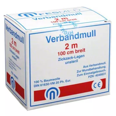 VERBANDMULL 2x1 m sakiline BW 20/100 mittesteriilne, 1 tk