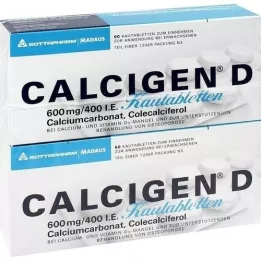 CALCIGEN D 600 mg/400 I.E. närimistabletid, 120 tk