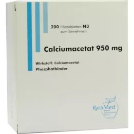 CALCIUMACETAT 950 mg õhukese polümeerikattega tabletid, 200 tk