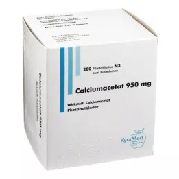 CALCIUMACETAT 950 mg õhukese polümeerikattega tabletid, 200 tk