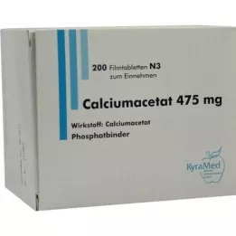 CALCIUMACETAT 475 mg õhukese polümeerikattega tabletid, 200 tk
