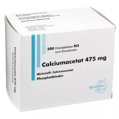 CALCIUMACETAT 475 mg õhukese polümeerikattega tabletid, 200 tk CALCIUMACETAT 475 mg õhukese polümeerikattega tabletid, 200 tk