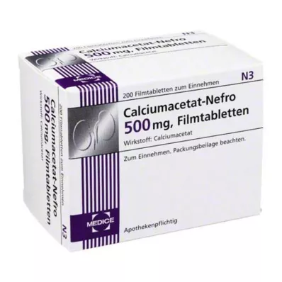 Kaltsiumatsetaat Nefro 500 mg õhukese polümeerikattega tabletid, 200 tk